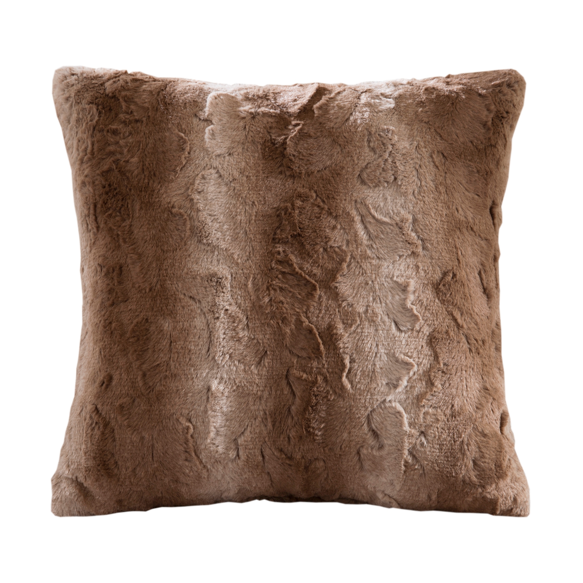 20"x20" Oversize Marselle Faux Fur Square Throw Pillow Tan/Brown - Madison Park