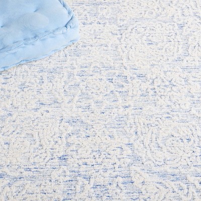 Blue Ivory Handmade Tufted Wool 8' x 10' Area Rug