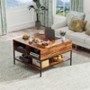 RISOKEYS Flip-Top Coffee Table with Storage - Dark Walnut & Black Metal, 31.5" Lift-Top Design with Hidden Compartment - 2 of 4