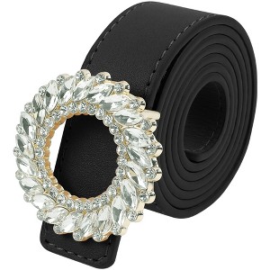 INSPIRE CHIC Women's Faux Leather Belt Fashion Ladies Belt with Rhinestone Buckle for Jeans Pants - 1 of 4