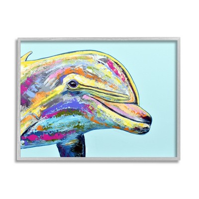 Stupell Industries Marine Life Dolphin Turquoise Accent Framed Giclee