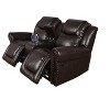 MAYEERTY Reclining Loveseat, 2-Seat Breathable Leather Recliner with Storage Bucket & Cup Holders for Living Room, Espresso - 4 of 4