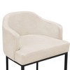 Arceso 3pcs Counter Height Bar Stools, Modern Counter Stools Upholstered Barstools, with Curved Backrest and Arms, Ivory white - 3 of 4