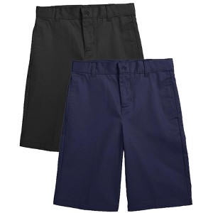 Galaxy Approved Boy's Stretch Slim Fit School Uniform Twill Shorts-2 Pack - 1 of 4