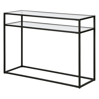 42-Inch Blackened Bronze Console Table with Glass Shelf