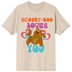 Scooby Doo Scooby Doo Loves You Women's Natural Short Sleeve Crew Neck Tee - 1 of 3