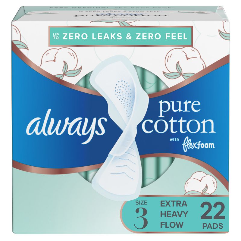 Always Pure Cotton Extra Heavy Flow Maxi Pads - Size 3 - 22ct, 1 of 10