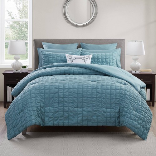 10pc King Tina Seersucker Bed in a Bag Comforter Set Teal Green - Beveryly Hills Polo Club