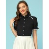 Allegra K Women's Vintage Short Sleeve Peter Pan Collar Button Down Shirt - 2 of 4