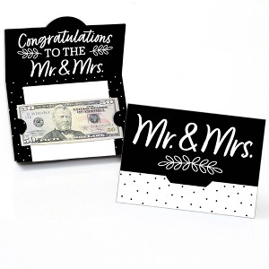 Big Dot of Happiness Mr. and Mrs. - Black and White Wedding or Bridal Shower Money and Gift Card Holders - Set of 8 - 1 of 4