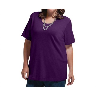 Women's Solid Short Sleeve U-Neck Tee - Plus - On The Plus Side