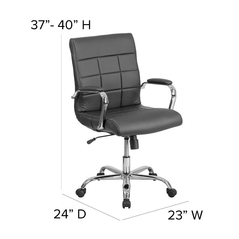 Flash Furniture Mid-Back Vinyl Executive Swivel Office Chair with Chrome Base and Arms, 4 of 12