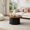 31.9" Fluted Center Table, Mid Century Modern Coffee Table with Metal Base, Round Coffee Table for Living Room, Home Small Space, Apartment - 4 of 4