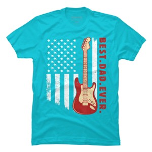 Men's Design By Humans Best Dad Ever Guitar and Flag By MINHMINH T-Shirt - 1 of 2