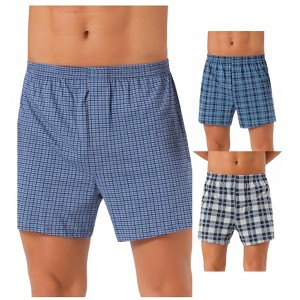 INSPIRE CHIC Men's 3 Pack Classic Elastic Waistband Plaid Printing Boxer Shorts - 1 of 4