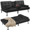 LACOO Faux Leather Futon Convertible Couch with 2 Cup Holders - image 2 of 4