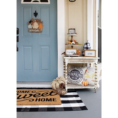 Rustic Fall Theme Wood Signs Set with Natural Jute Hanger