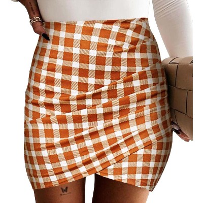 EXLURA 2025 Women's Bodycon Ruched Tulip Mini Skirt Elastic High Waist Asymmetrical Short Skirt