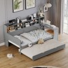 Sevobal Beds Wooden Twin Size Daybed with Storage Drawers Shelves Trundle and Study Desk for Bedroom and Study Spaces, Gray, 91.3"*49.9"*44.9" - 4 of 4