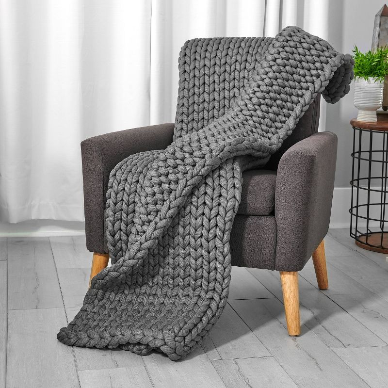 48"x72" 12lbs Chunky Knit Weighted Blanket - Tranquility, 5 of 7