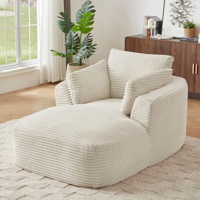 NicBex Modern Corduroy Chaise Lounge Armrest Sofa Futon Couch with Pillows,Comfortable Sleeper Sofa for Living Room,Apartment