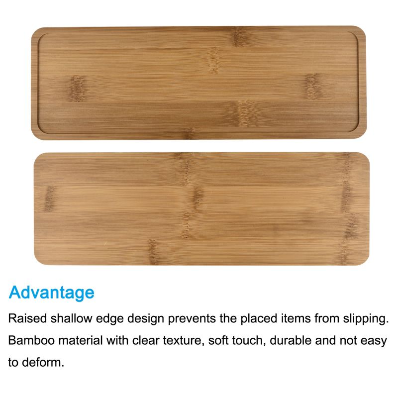 Unique Bargains Indoors Bamboo Rectangular Plant Pot Saucer Flower Drip Tray 28x9.5cm Wood Color 1Pc, 4 of 6