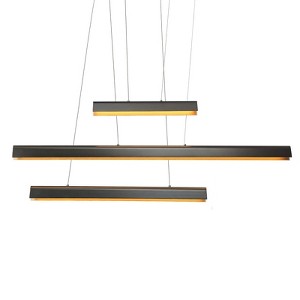 LNC Khydeacc 3-Lights 40.4" Mid-Century Modern Luxury Geometric Tiered Integrated LED Kitchen Island Pendant Lights, Black - 1 of 4