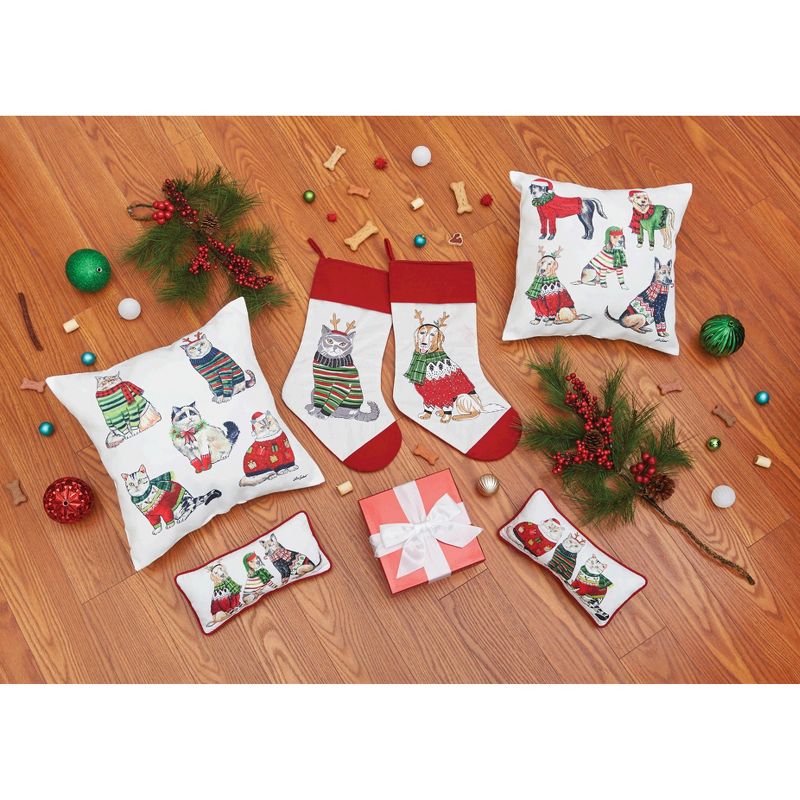 C&F Home 18" x 18" Five Cats Wearing Holiday Christmas Sweaters Indoor and Outdoor Throw Accent Pillow, 4 of 6