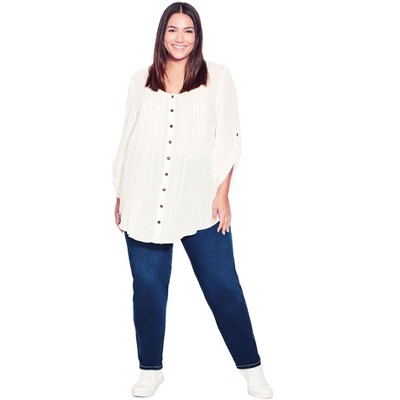 Avenue Women's Plus Size Tall Butter Denim Straight Leg Jean - 18, Dark Wash