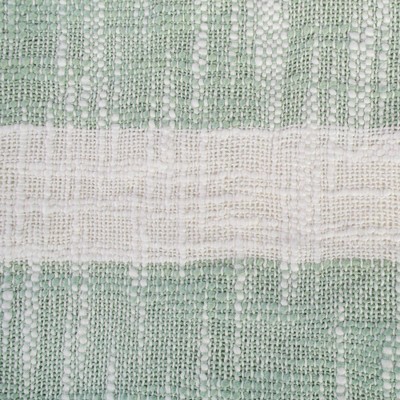 Mint and White Cotton Striped Throw Blanket with Fringe