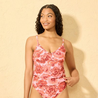 Women's Hibiscus Print Tankini Top - Shade & Shore™ Pink