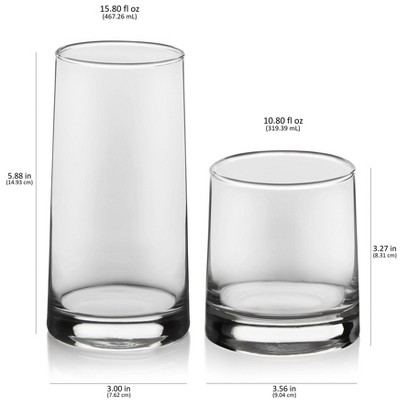 Libbey Cabos 16-Piece Clear Glass Tumbler and Rocks Set