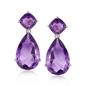 Ross-Simons 20.00 ct. t.w. Amethyst Drop Earrings in Sterling Silver - 1 of 3
