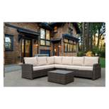 3pc Rooftop Outdoor Sofa Sectional with Cushions & Coffee Table - Brown - Courtyard Casual