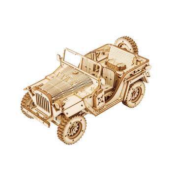 Hand Craft Modern Wooden Puzzle Army SUV