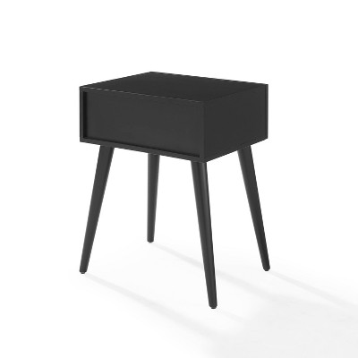Everett Matte Black Mid-Century Modern Storage End Table