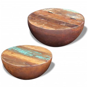 vidaXL Coffee Table Bowl-shaped End Table with Steel Base Solid Wood Reclaimed - 1 of 4