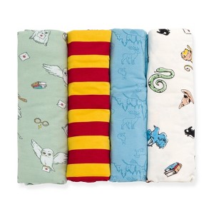 Harry Potter Hedwig Owl Newborn Baby Boys 4 Pack Swaddles Green / Maroon Blue White One Size - 1 of 4