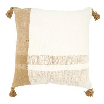 Saro Lifestyle Classic Checkered Comfort Poly Filled Throw Pillow, Beige, 20"x20"