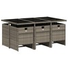 vidaXL Patio Dining Set with Cushions Table and Chair Furniture Poly Rattan - Gray Glass 6 Piece - 3 of 4