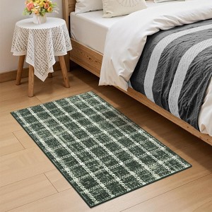 Modern Checkered Area Rug Farmhouse Geometric Print Rugs for Living Room Bedroom Low Pile Non-Slip Rug - 1 of 4