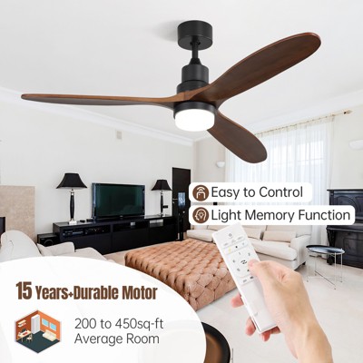 Sofucor 60 inch Solid Wood Ceiling Fan with Lights and Remote Modern Low Profile Ceiling Fan Outdoor Indoor for Living Room Bedroom Farmhouse Patio