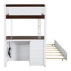 Bunk Bed with Trundle and Desk, Solid Wood Bunk Bed Frame with Storage Drawers and shelves for Kids Adults Bedroom - 2 of 4