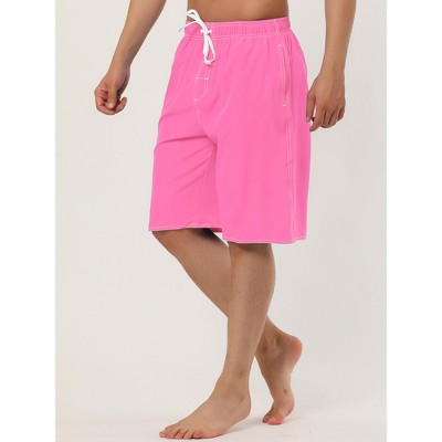 Lars Amadeus Men's Summer Drawstring Waist Surfing Beach Swimming Trunks 2 Pcs Pink/Royal Blue 32 — фото 2