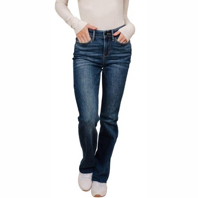 Women's Mid Rise Raw Hem Bootcut Jeans - Judy Blue