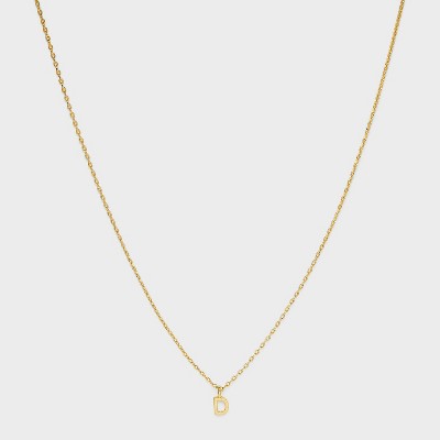 14K Gold Plated Small Polished Initial Pendant Necklace - A New Day™ Gold