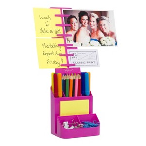 Desktop Organizer and Caddy Pink - Note Tower: ABS Desk Organization Set, Office Supplies Holder, 13.1" Height - 1 of 4
