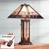 Robert Louis Tiffany Robert Mission Style Table Lamp 26" High Bronze Art with Table Top Dimmer Stained Glass Shade for Bedroom Living Room Bedside - 2 of 4