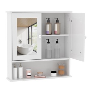 Wall Mounted Bathroom Storage Cabinet, 2-Tier over the Toilet Organizer, Waterproof Wooden Cabinet for Bathroom, Kitchen, Living Room - 1 of 4