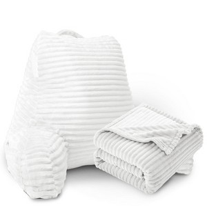 Nestl Reading Pillow for Bed with Fleece Blanket, Standard Bed Pillows for Sitting Up in Bed, Bed Rest Pillow - 1 of 4